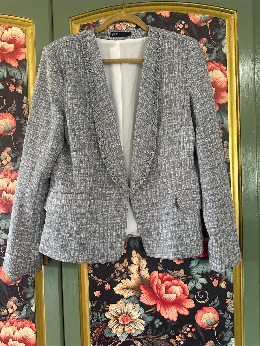 Gibson Light Gray Textured Open-Front Blazer